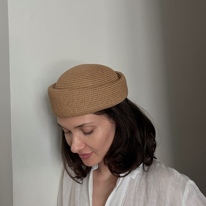 Natural Straw Pillbox Hat