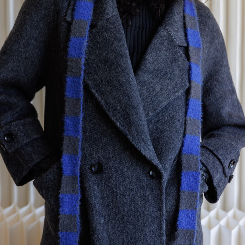 Skinny Blue Gray Striped Scarf