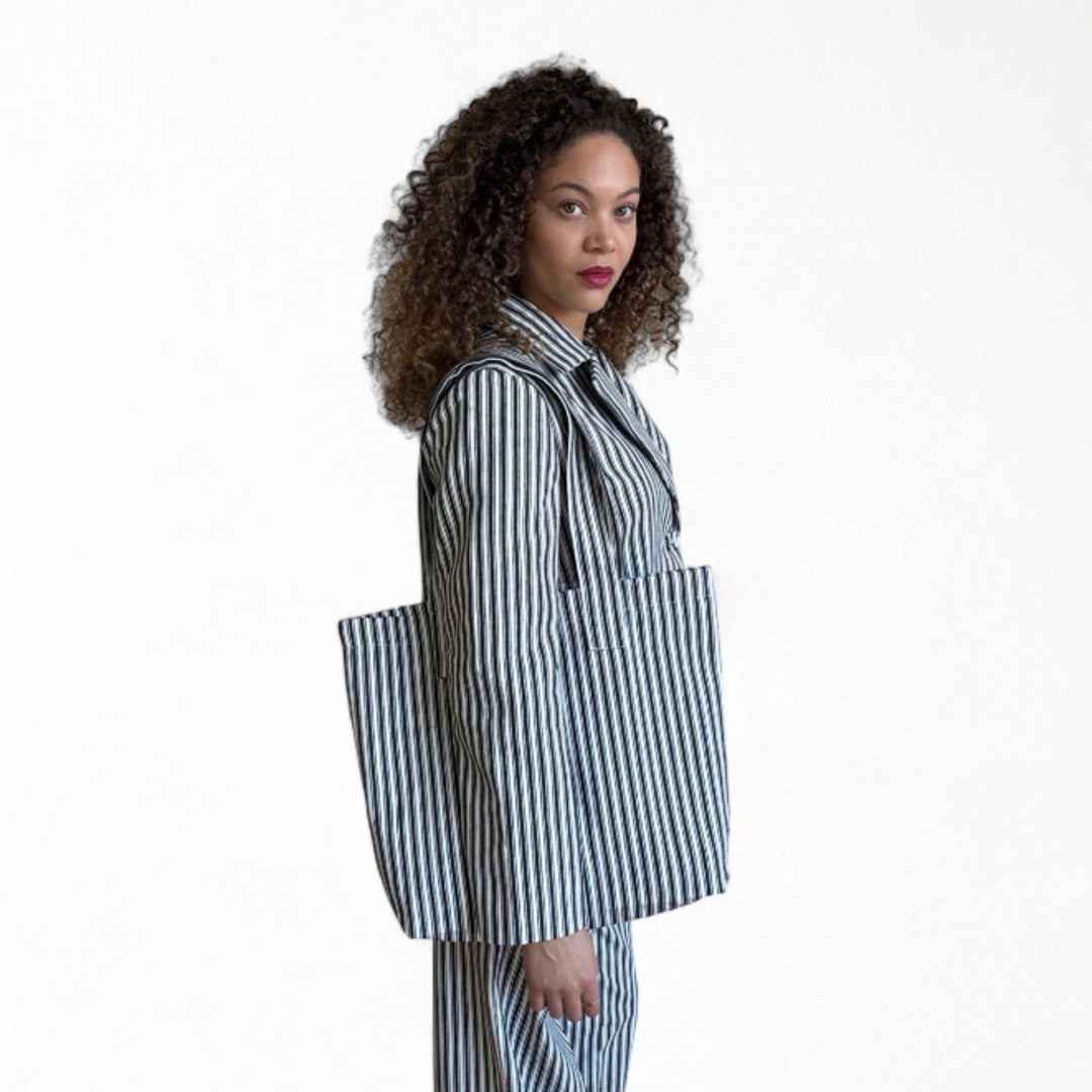 Black White Cotton Tote Bag