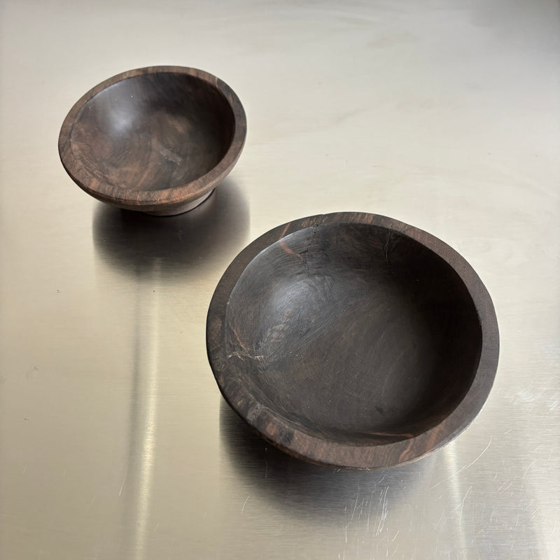 Set Of Two Kamagong Wood Hand Carved Bowls