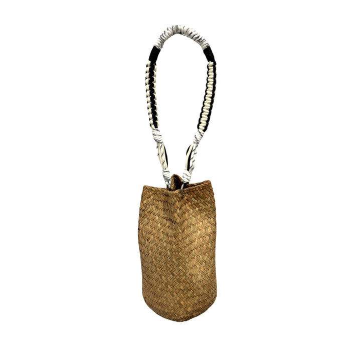 Woven Straw Bucket Bag With Braided Strap