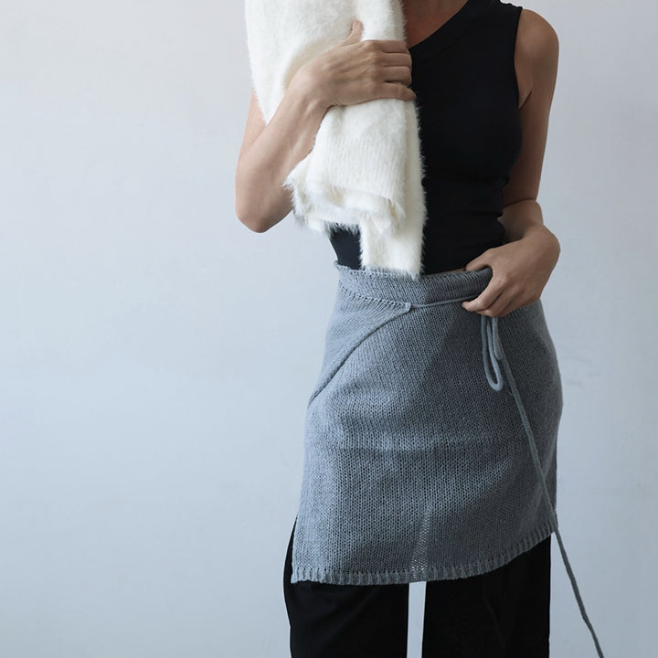 Grey Wrap Knitted Apron Skirt