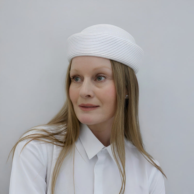 White Straw Pillbox Hat
