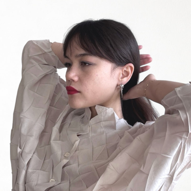 Silver Geometric Ball Hoop Earrings