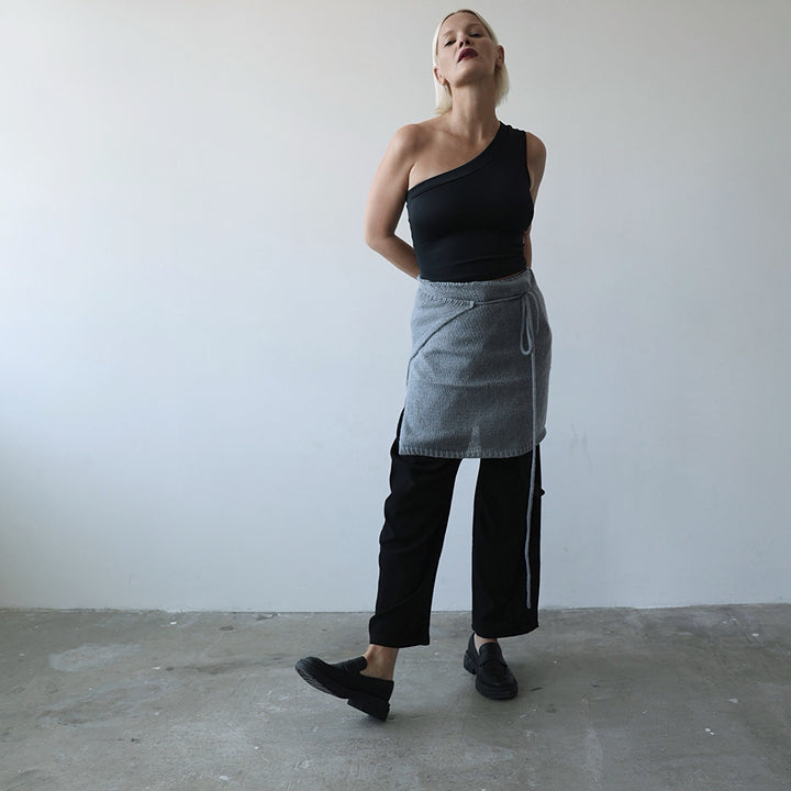 Grey Wrap Knitted Apron Skirt