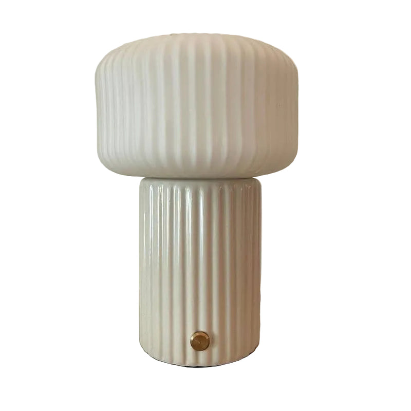 Lumie Cream Ceramic rechargeable touch lamp - Drum shade