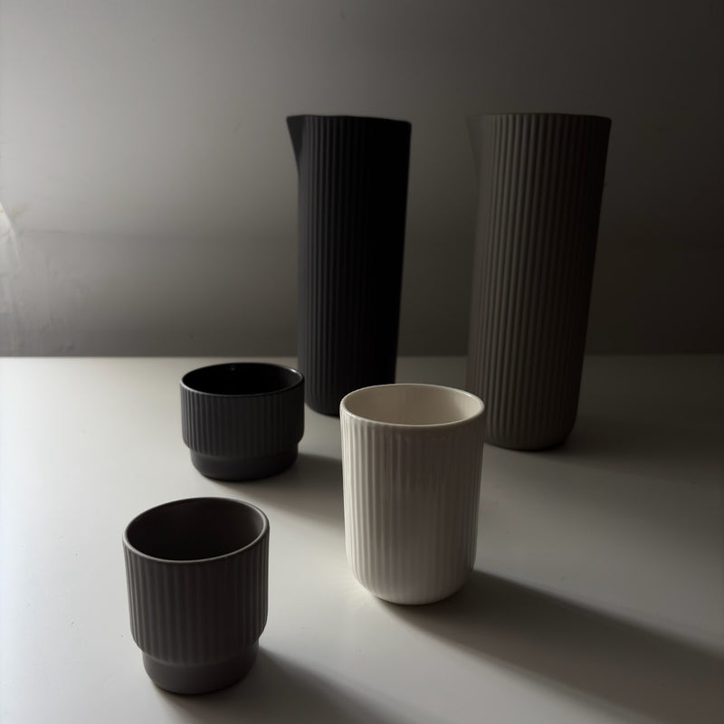 White Ribbbed Coffee Mug Column