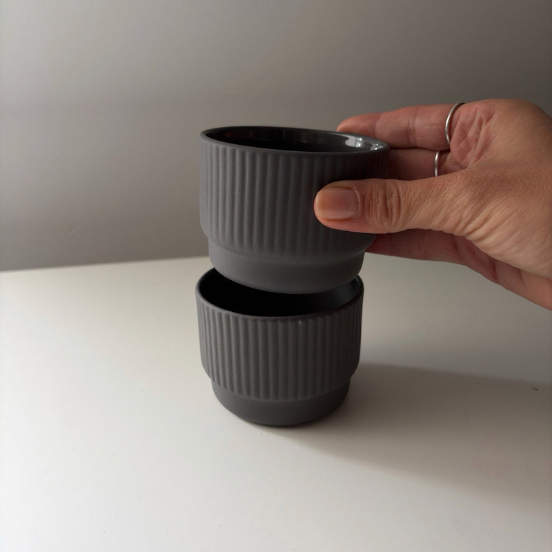 Grey Ridded Cappuccino Mug