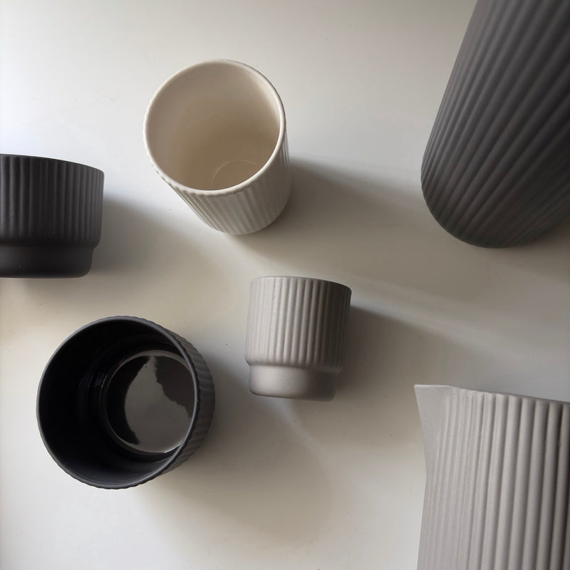 Dark Grey Ridded Jug Carafe