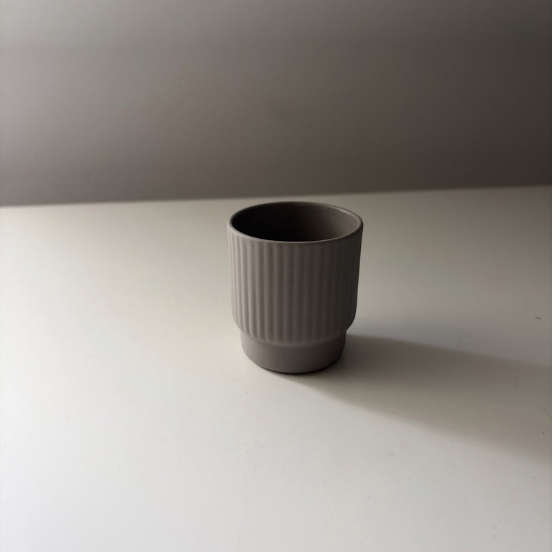Grey Ridded Cappuccino Mug