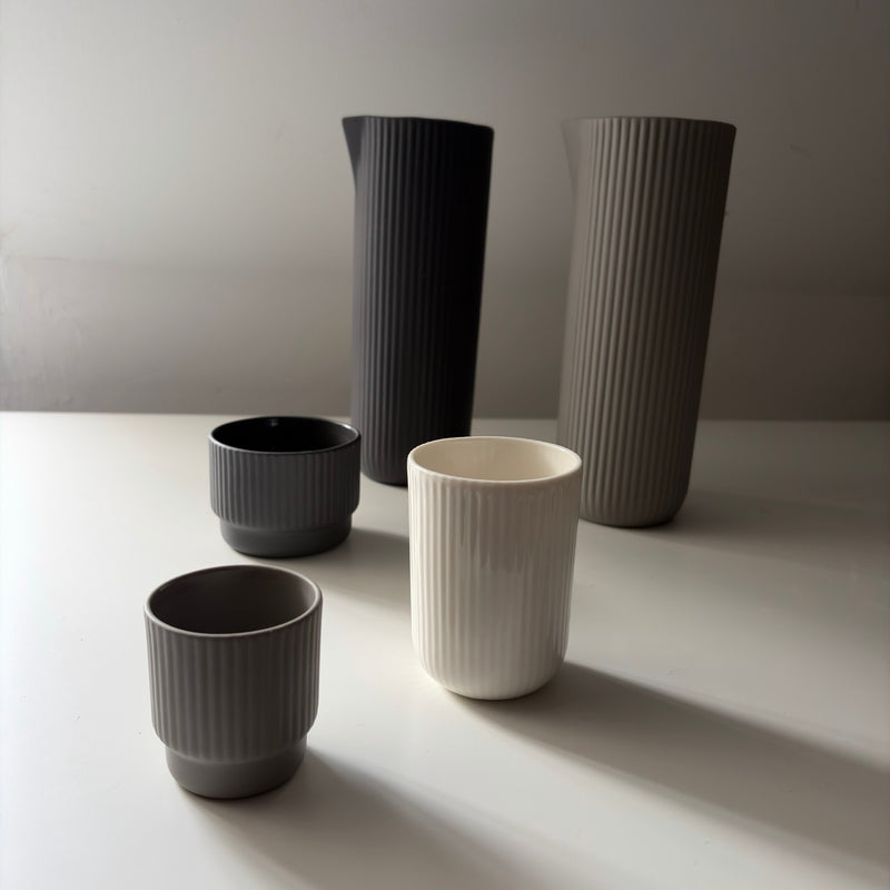 Grey Ridded Cappuccino Mug