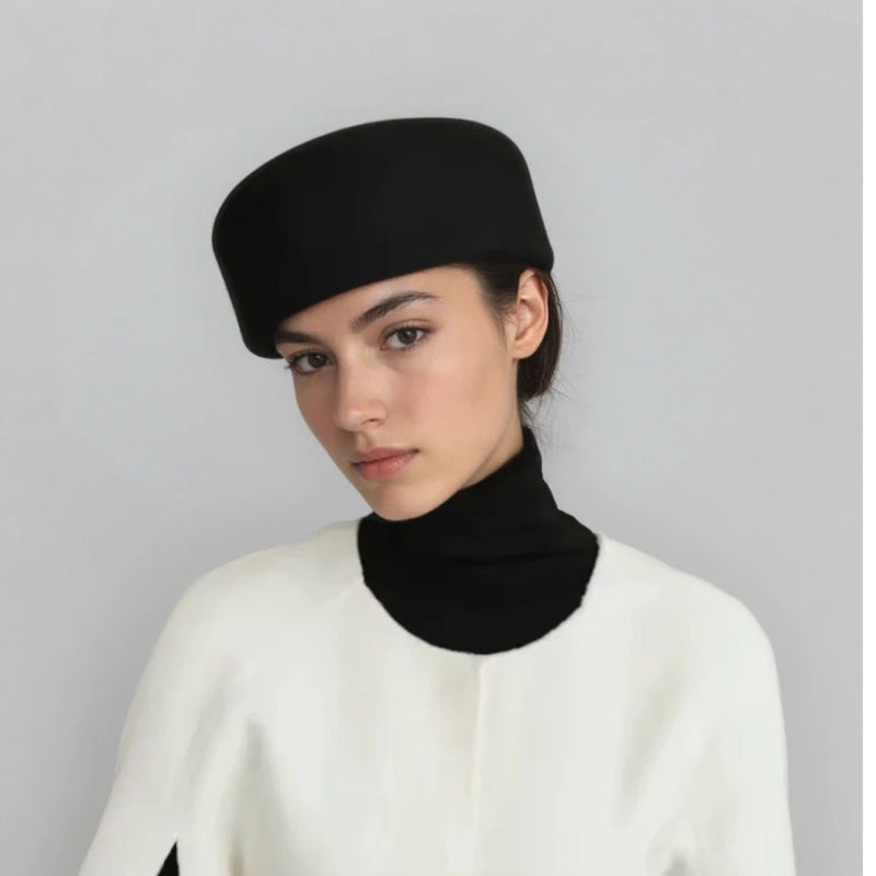 Black Wool Pillbox Hat