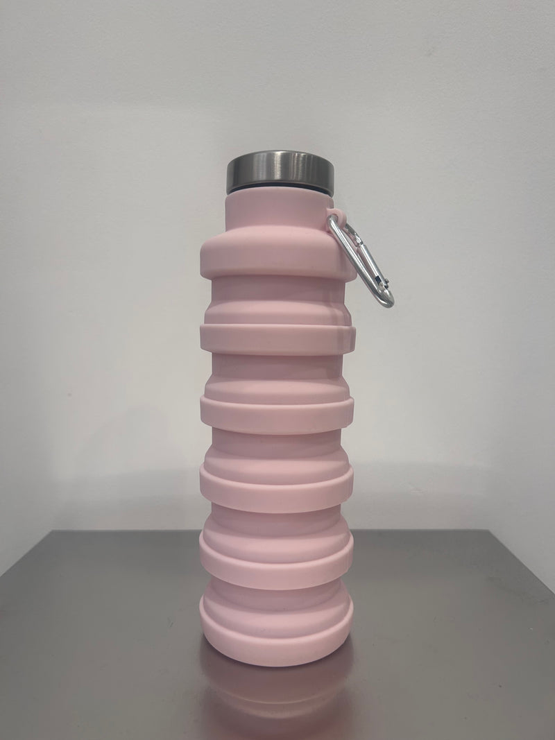 Pink Silicone Foldable Water Bottle