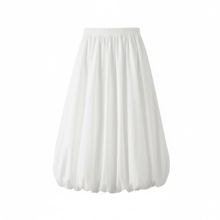 White Balloon Skirt With Pockets