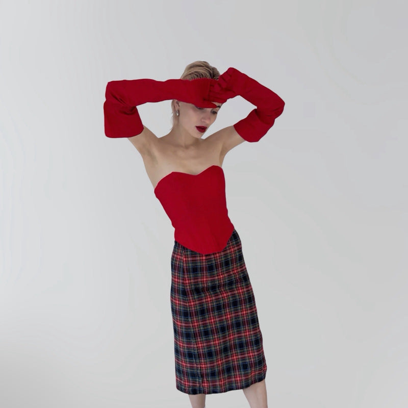 Red Corset Set With Long Gloves