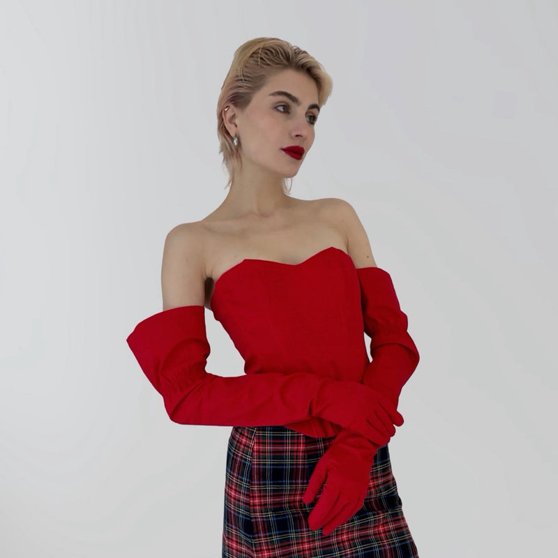 Red Corset Set With Long Gloves