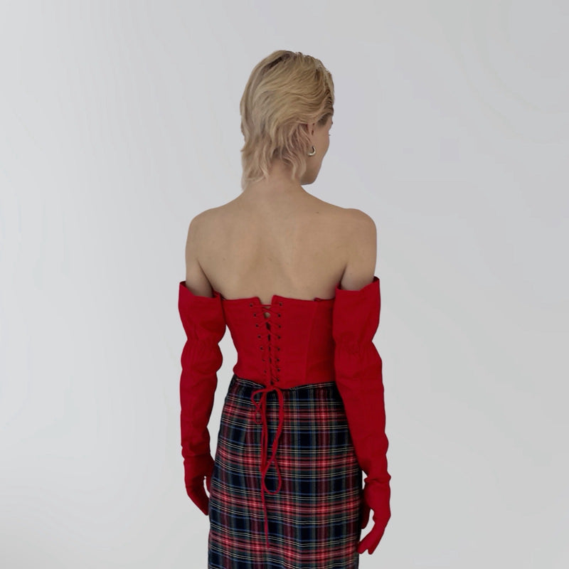 Red Corset Set With Long Gloves