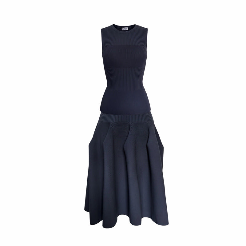 Navy Knitted Top And Skirt Co-Ordinates Set