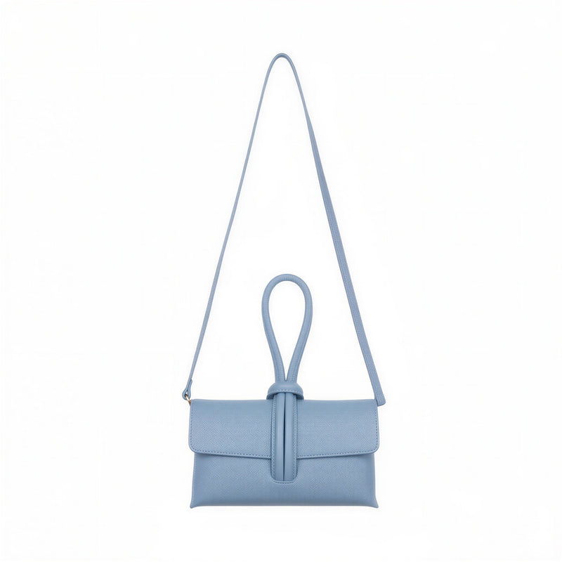 Powder Blue Leather Loop Clutch Bag