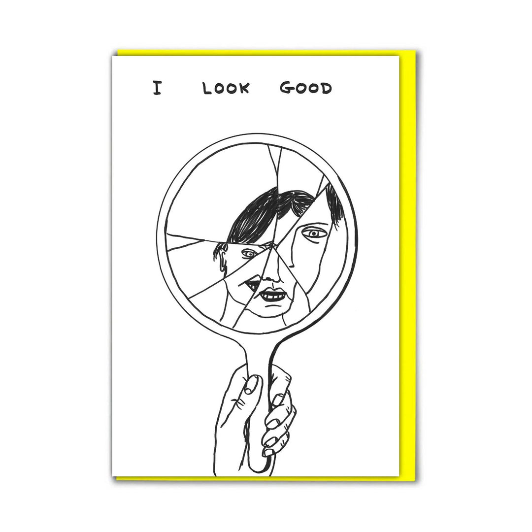 Funny Greetings Card by David Shrigley  - Broken Mirror