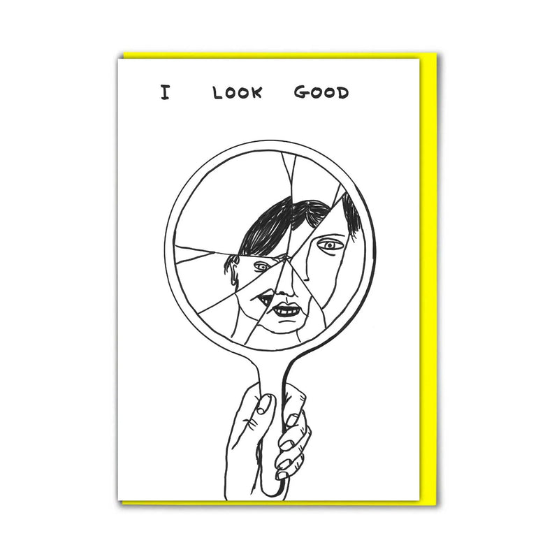 David Shrigley Funny Broken Mirror Greetings Card