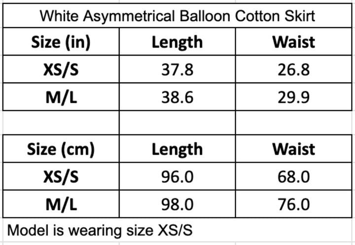 White Asymmetric Twisted Ballon Skirt