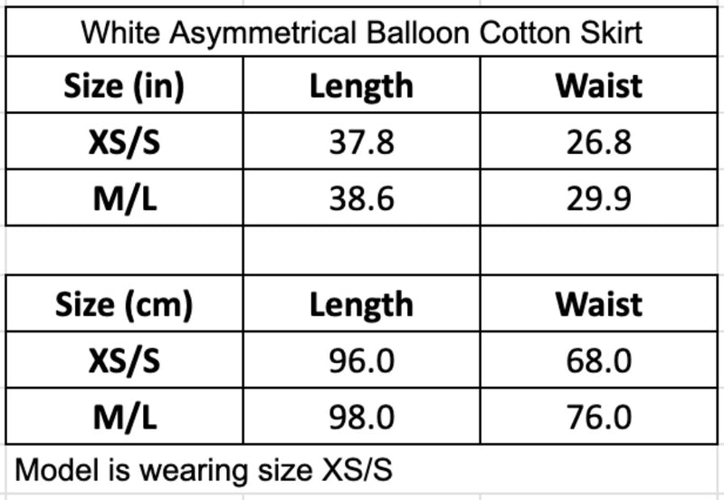 White Asymmetric Twisted Ballon Skirt