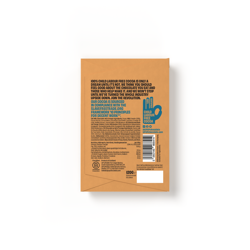 UP UP Sweet Orange Milk Chocolate Bar 120G/4.2OZ