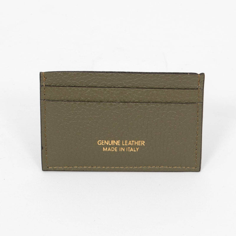 L.A.B. Italian Leather Card Holder - Khaki, Pebbled