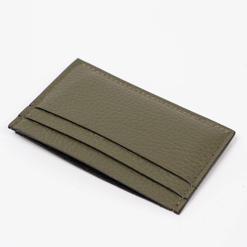 L.A.B. Italian Leather Card Holder - Khaki, Pebbled