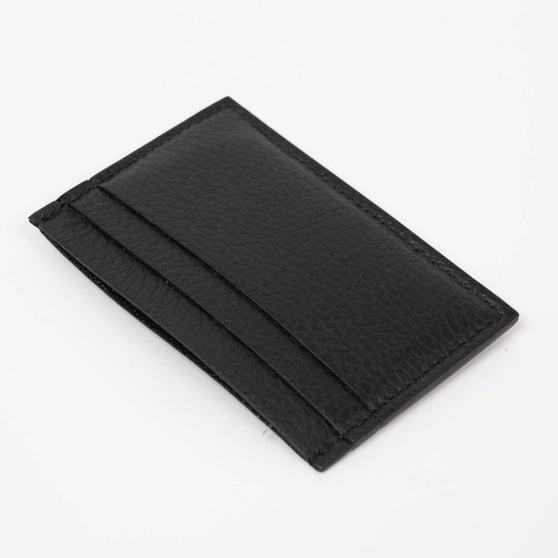 L.A.B.  Italian Leather Card Holder - Black, Pebbled