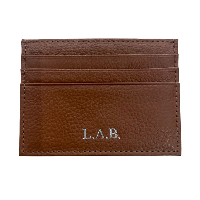 L.A.B. Italian Leather Card Holder - Tan, Pebbled