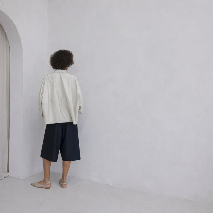 Navy Wool Wrap Culottes Trousers