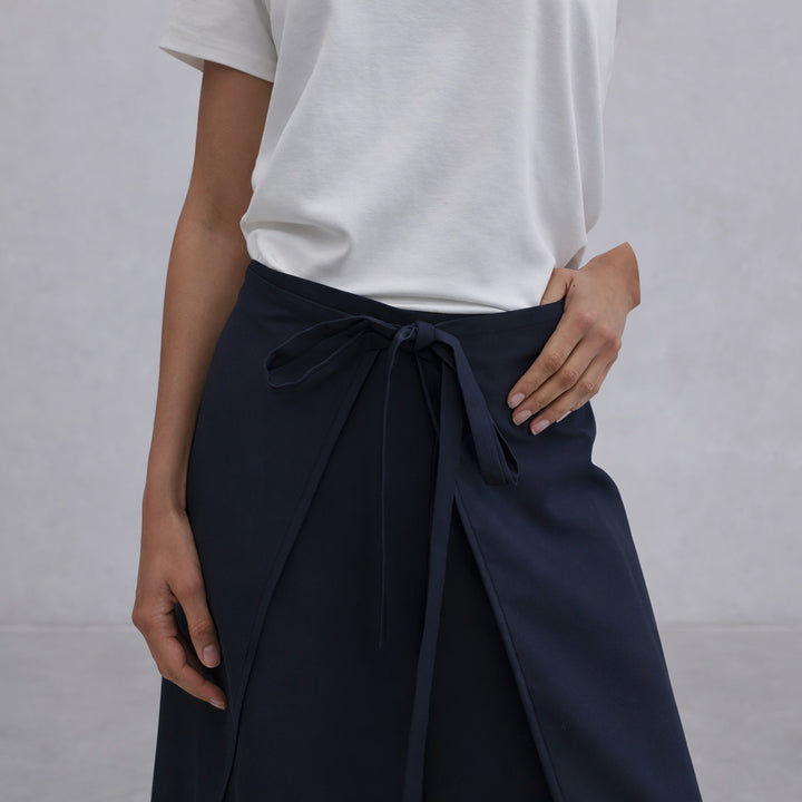 Navy Wool Wrap Culottes Trousers