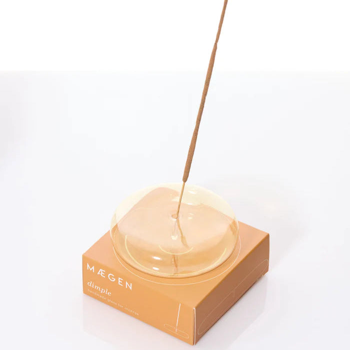 MÆGEN Hand Blown Glass Incense Holder Yellow Dimple