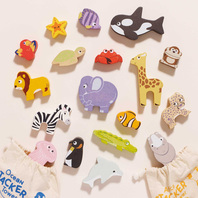 Le Toy Van African Safari Stacking Animals & Bag