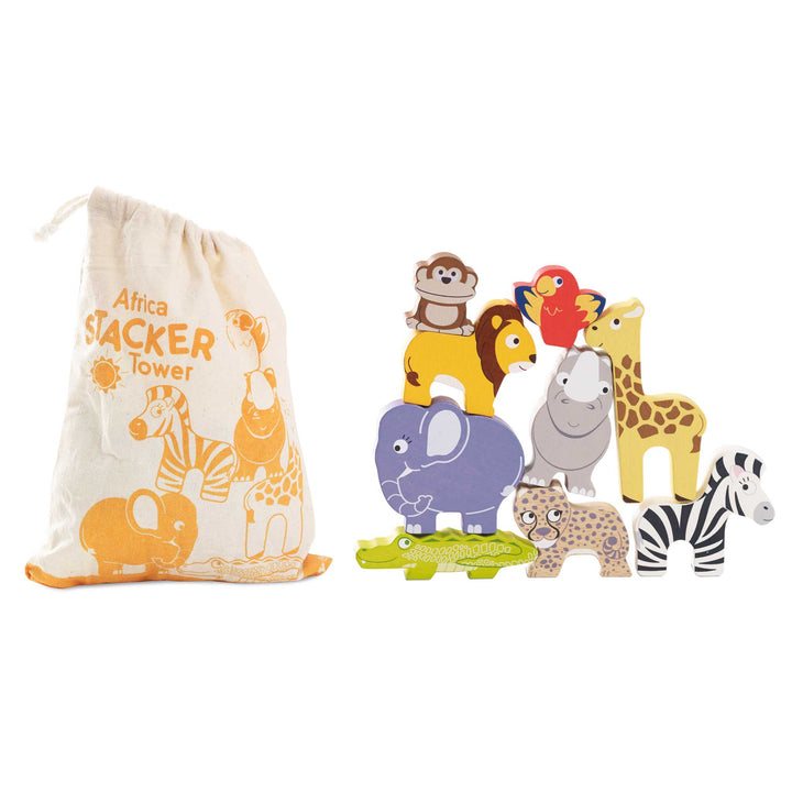 African Safari Stacking Animals & Bag