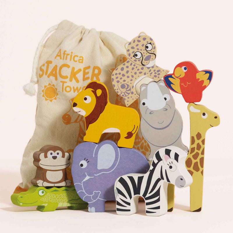 Le Toy Van African Safari Stacking Animals & Bag