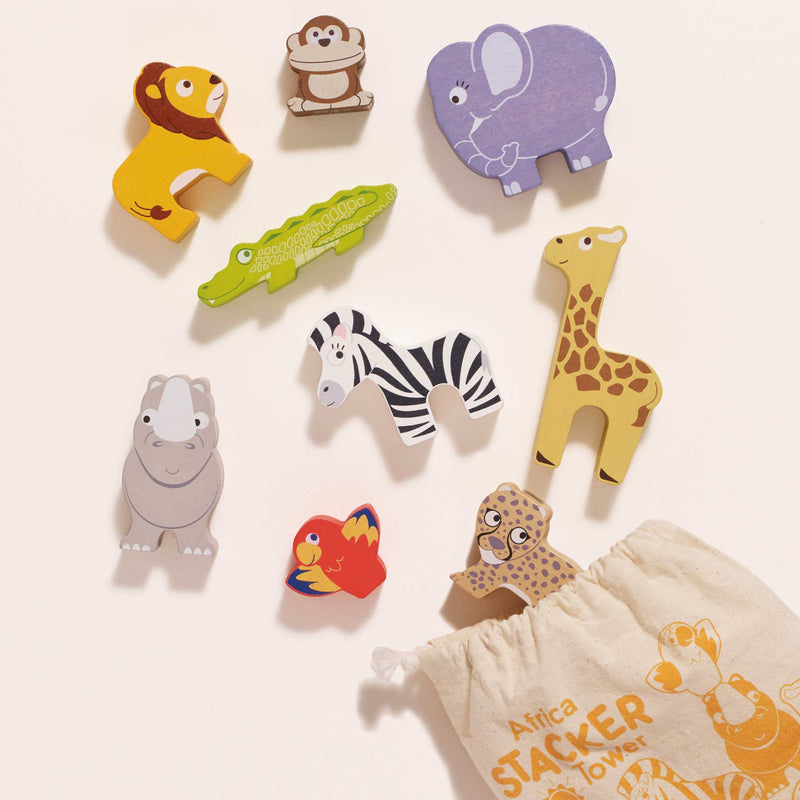 Le Toy Van African Safari Stacking Animals & Bag