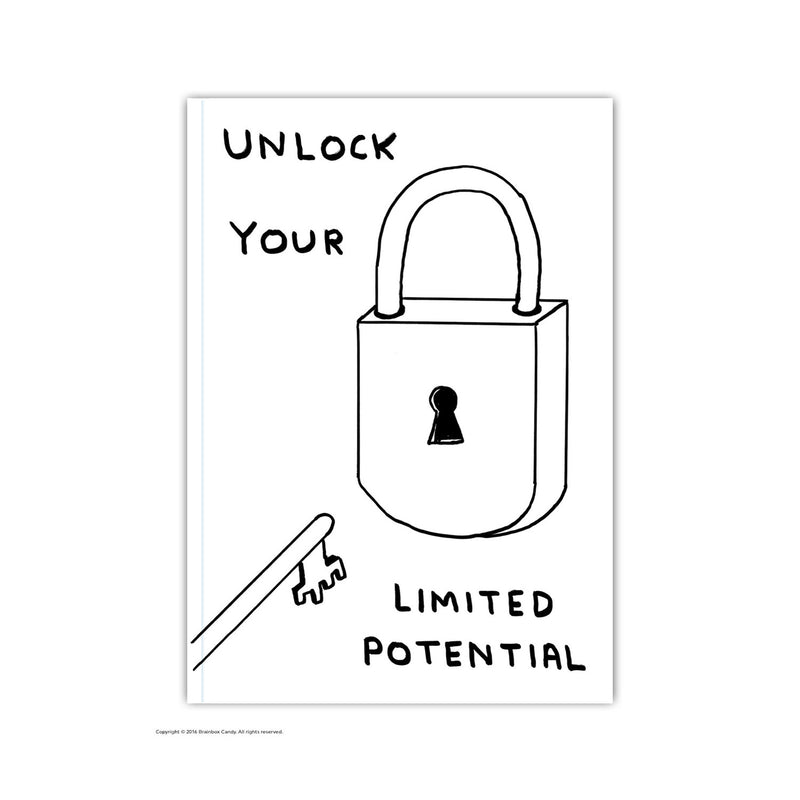 David Shrigley Funny Unlock Your Limited Potential A6 Notebook