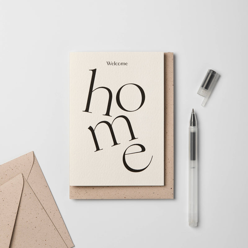 KINSHIPPED Serif Type Welcome Home Card