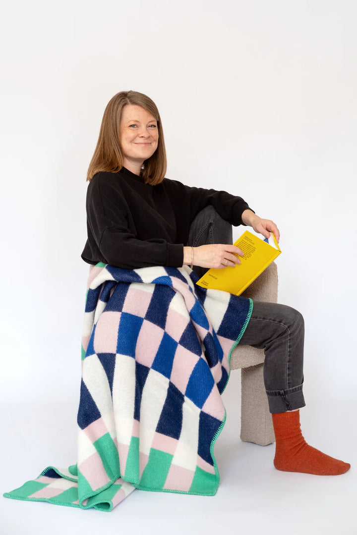 Studie Cobalt Wool Blanket By Sophie Home