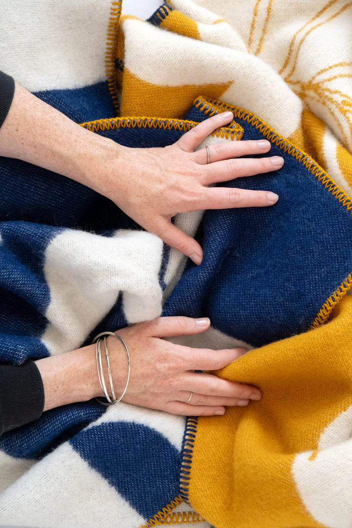 Deko Navy Wool Blanket By Sophie Home