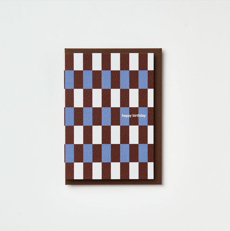 Happy Birthday Blue/Burgundy Brugge Tile Card - by Kinshipped