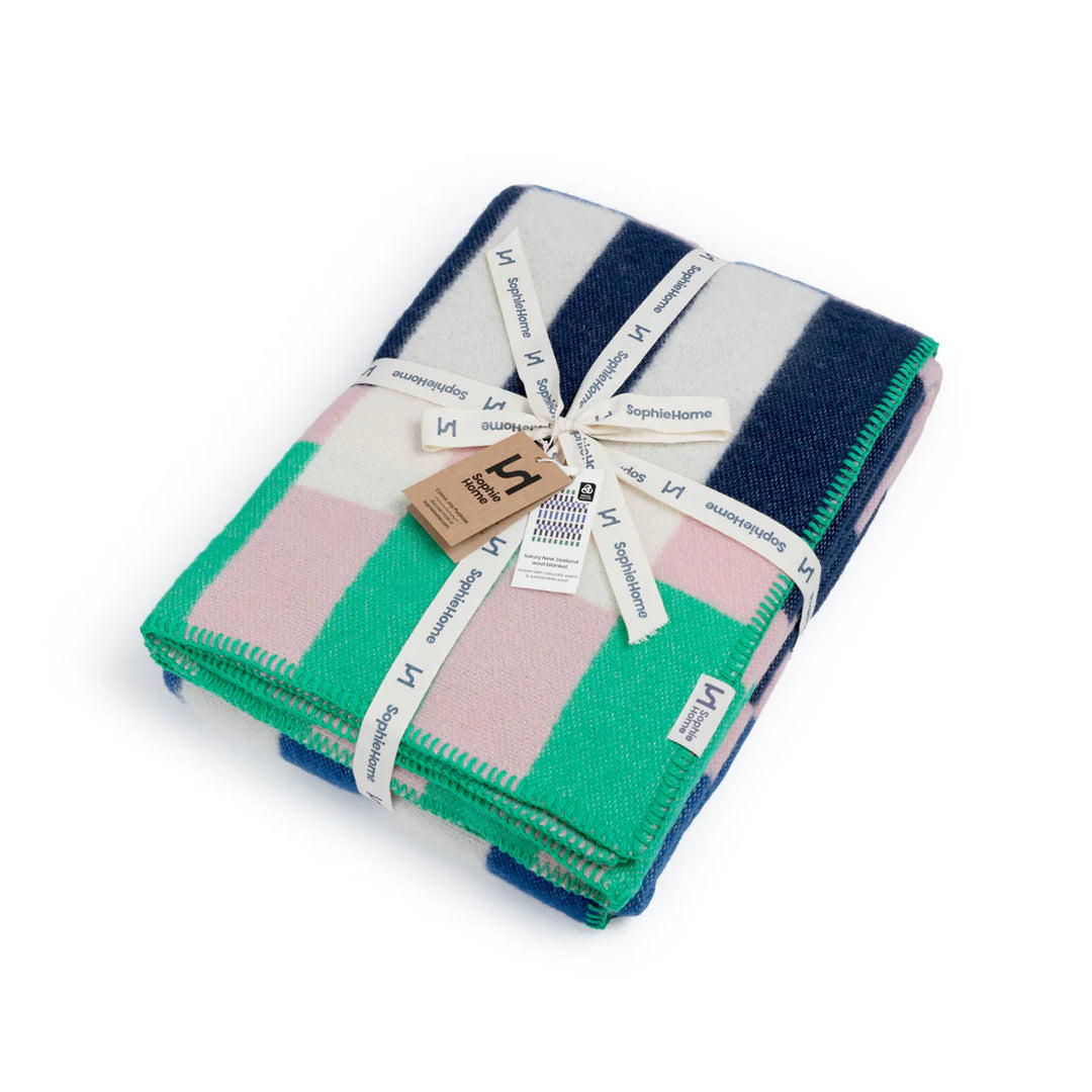 Studie Cobalt Wool Blanket By Sophie Home