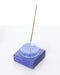 Hand Blown Glass Incense Holder Blue Dimple