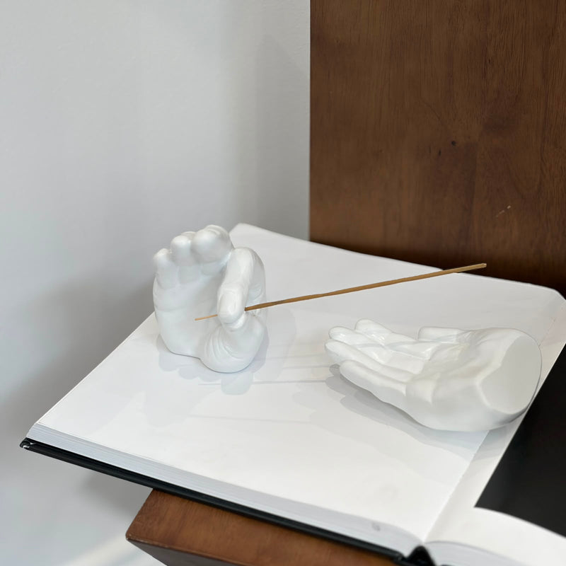 White Handheld Incense Holder Set