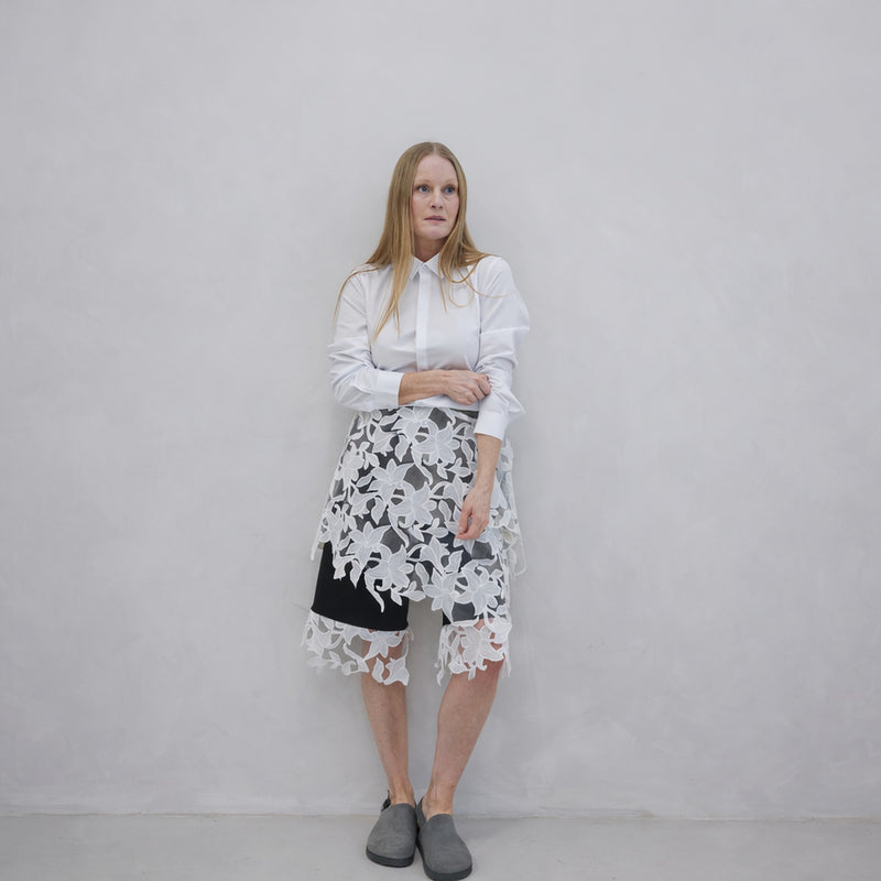 White Hidden Buttons Technical Shirt