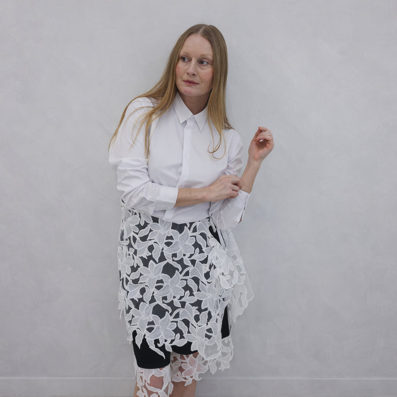 White Hidden Buttons Technical Shirt