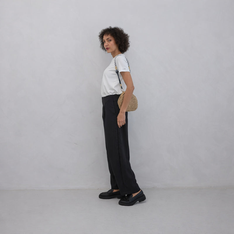 White Viscose T-Shirt With Embroidery